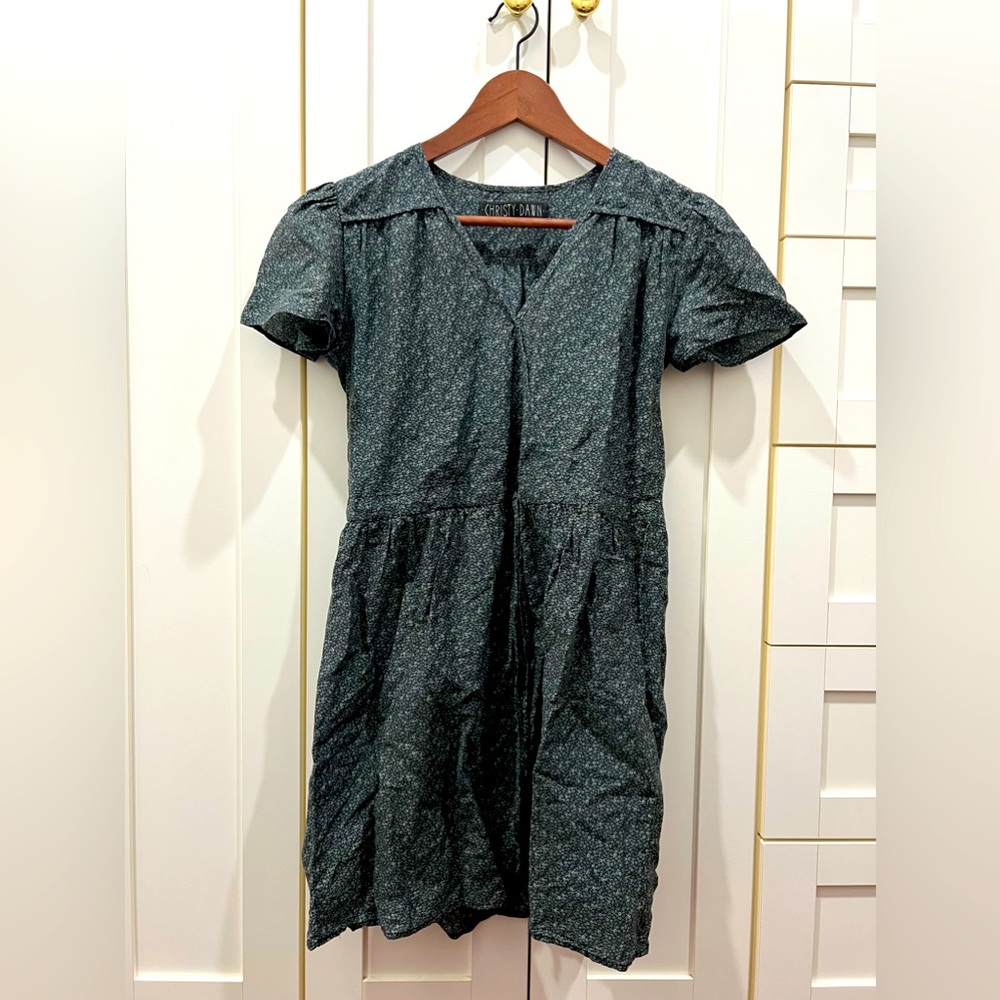 VGUC modified Christy mini Dawn dress in black with little white floral. XS/S